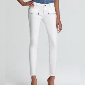 PAIGE Indio White Zipper Pocket Mid-rise Skinny Stretch Jeans size 26